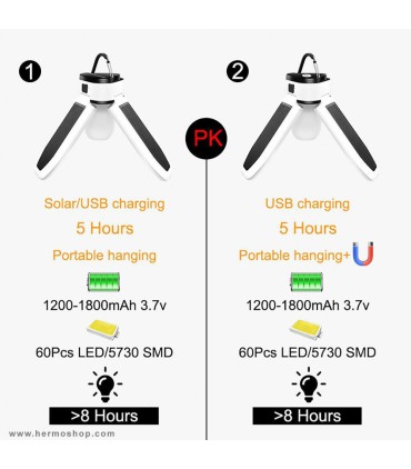 چراغ کمپینگ 5 حالته شارژی خورشیدی مدل MX2000