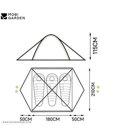 چادر سه نفره موبی گاردن مدل Cold Mountain 3 Plus NXZQU61018