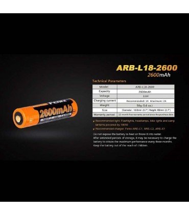 باتری قابل شارژ فنیکس مدل Fenix ARB-L18-2600