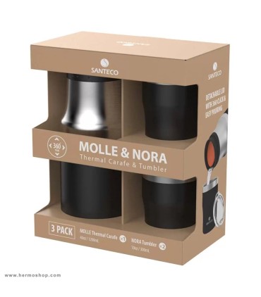 ست فلاسک و لیوان دو جداره سانتکو 1200ML مدل Molle and Nora