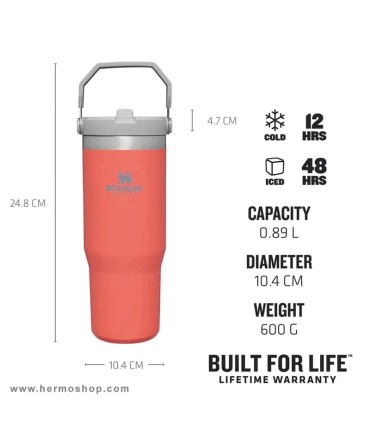 بطری استنلی 890ml مدل The IceFlow Flip Straw Tumbler