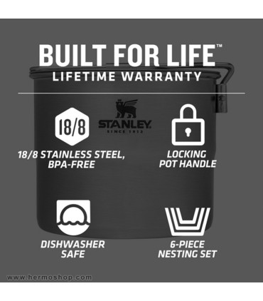 ست ظروف دو نفره استنلی 1L مدل The Stainless Steel Cook Set For Two