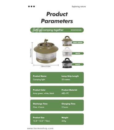چراغ چادر ریسه ای شارژی مدل CH-818