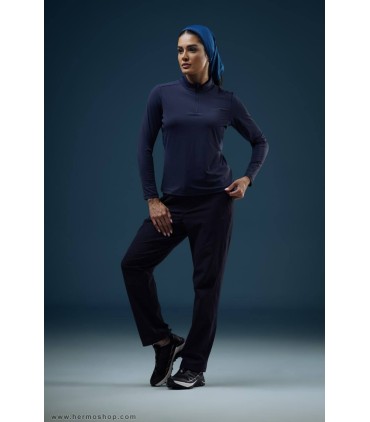 بلوز نیم زیپ زنانه هامتو مدل 18U154B-1