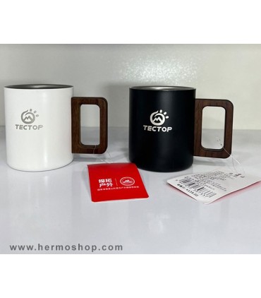 لیوان استیل دسته چوبی تکتاپ مدل 1513935CJ