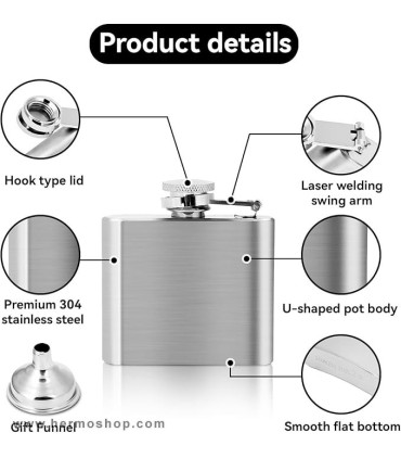بطری کتابی استیل HIP FLASK مدل HF -5005 5OZ