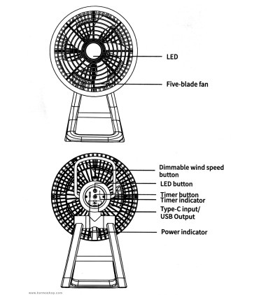 پنکه شارژی سانری مدل Light Fan