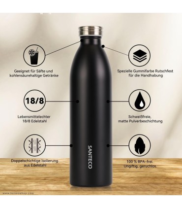 بطری دوجداره استیل 1000ml سانتکو مدل KOLI