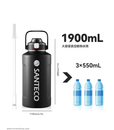 فلاسک دوجداره 1900ml سانتکو مدل Erie Sport کاور دار