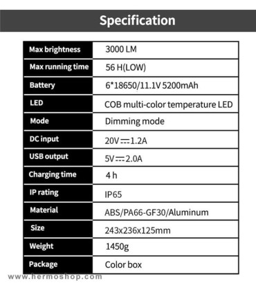 نورافکن کمپینگ سانری مدل V3000